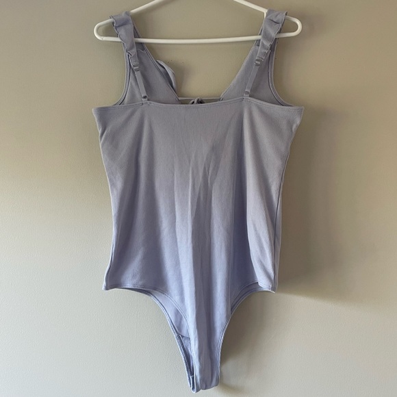 Hollister Gilly Hicks Ruffle Tie Front Cheeky Bodysuit, Light Blue - Picture 6 of 6